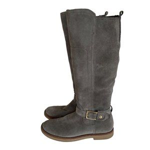 Tommy Hilfiger Women Suede Riding Boots Gray Zip Stretch Calf Sz 7